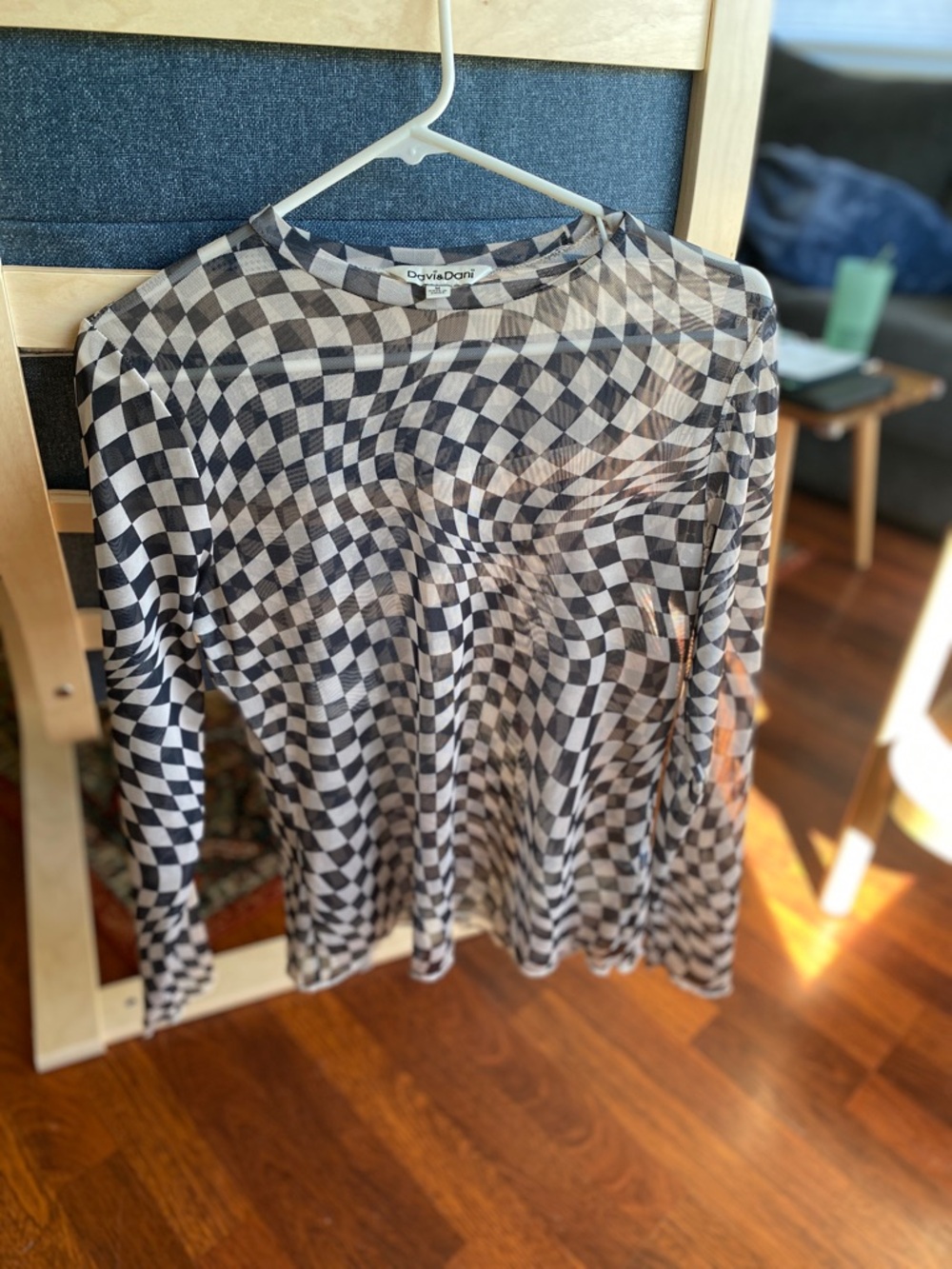 Davi & Dani Black and White Geometric Checker Top